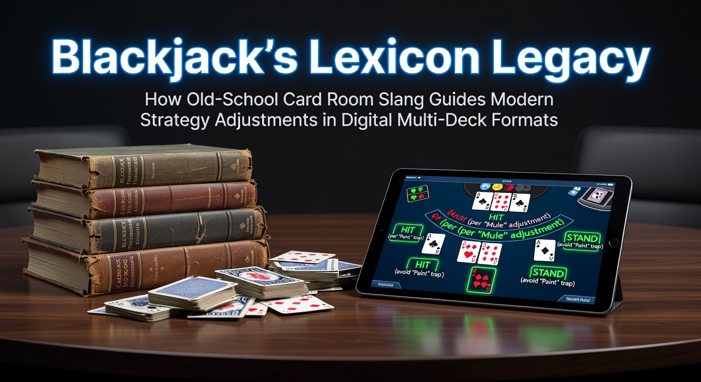 Vintage blackjack table with old-school card room atmosphere and modern digital overlay elements