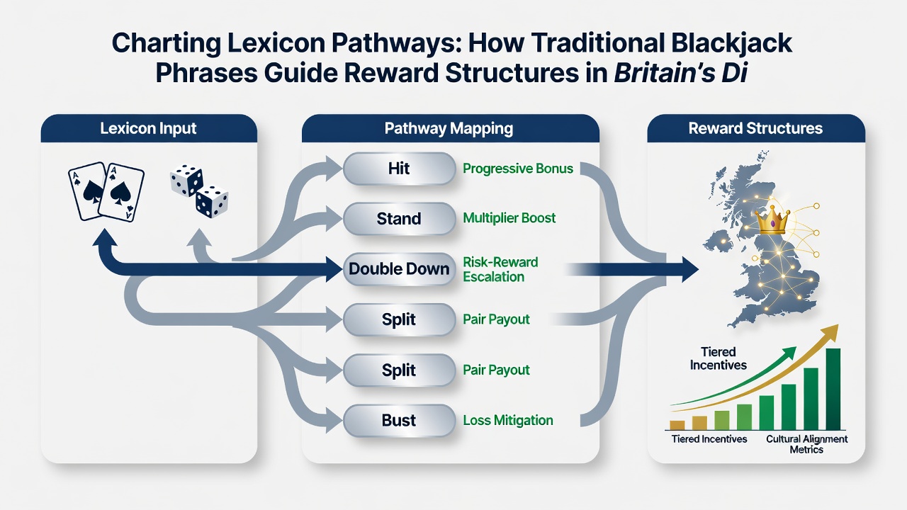 Digital reward dashboard illustrating how blackjack phrases map to bonus multipliers and loyalty point categories