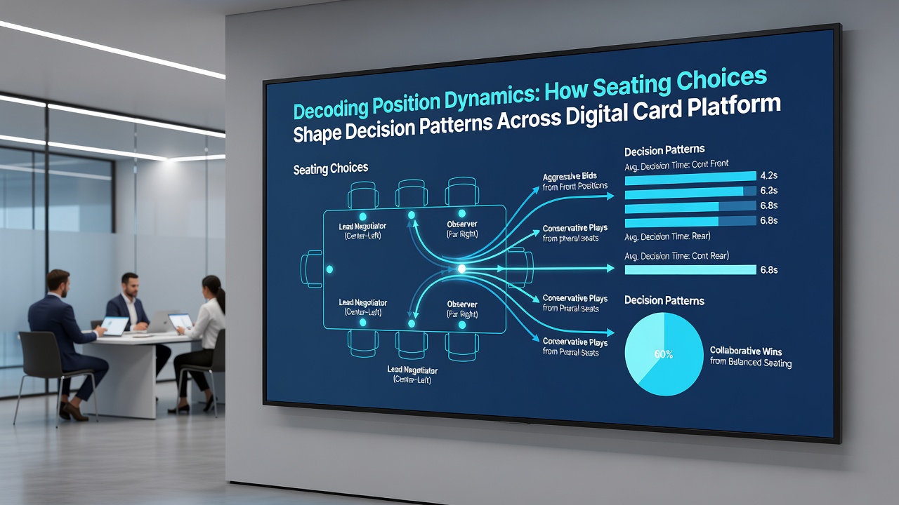 Analytics dashboard displaying seating position heatmaps and decision frequency statistics from digital card platforms