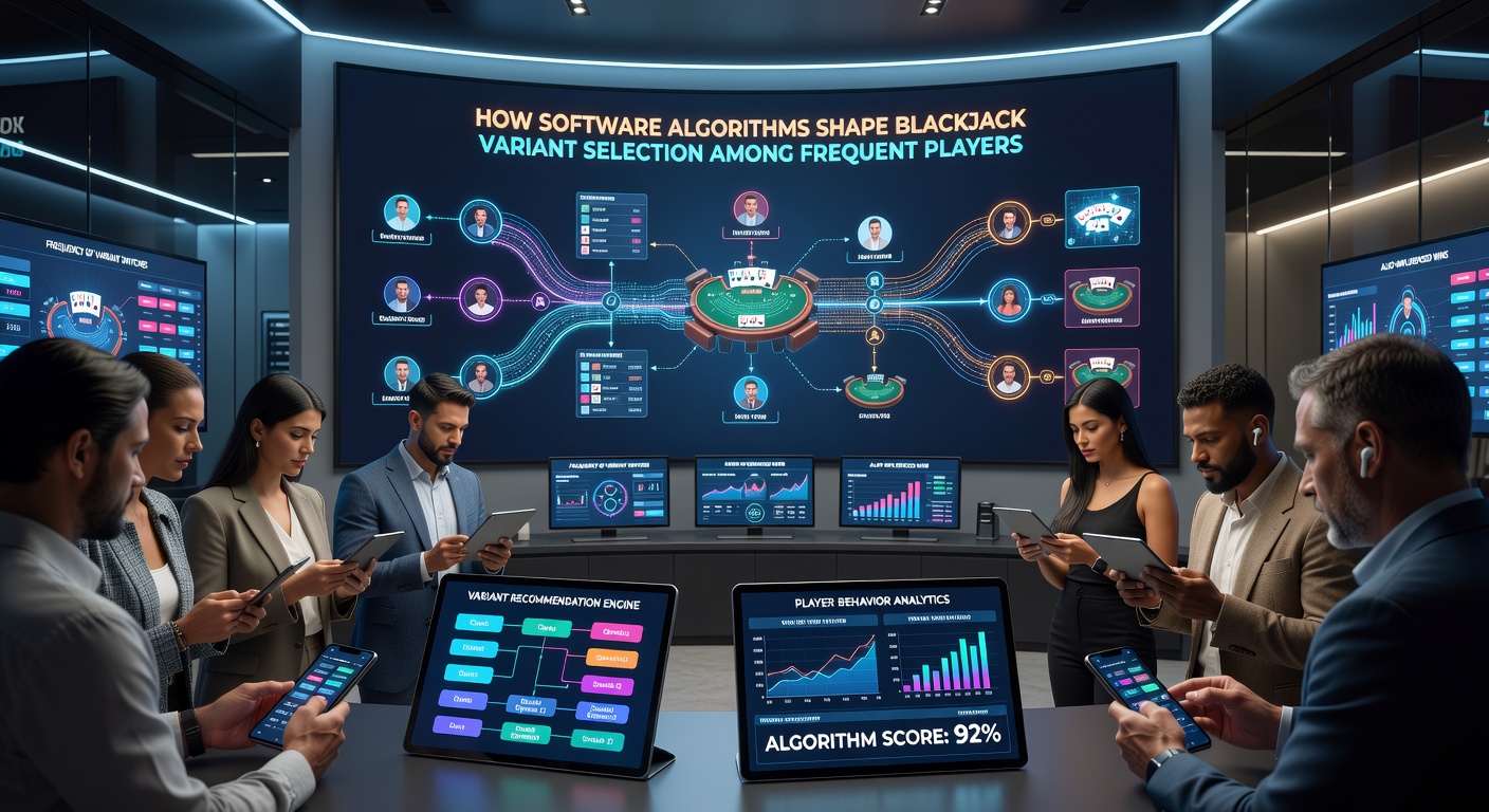 Software interface displaying multiple blackjack variants with algorithmic recommendations for players