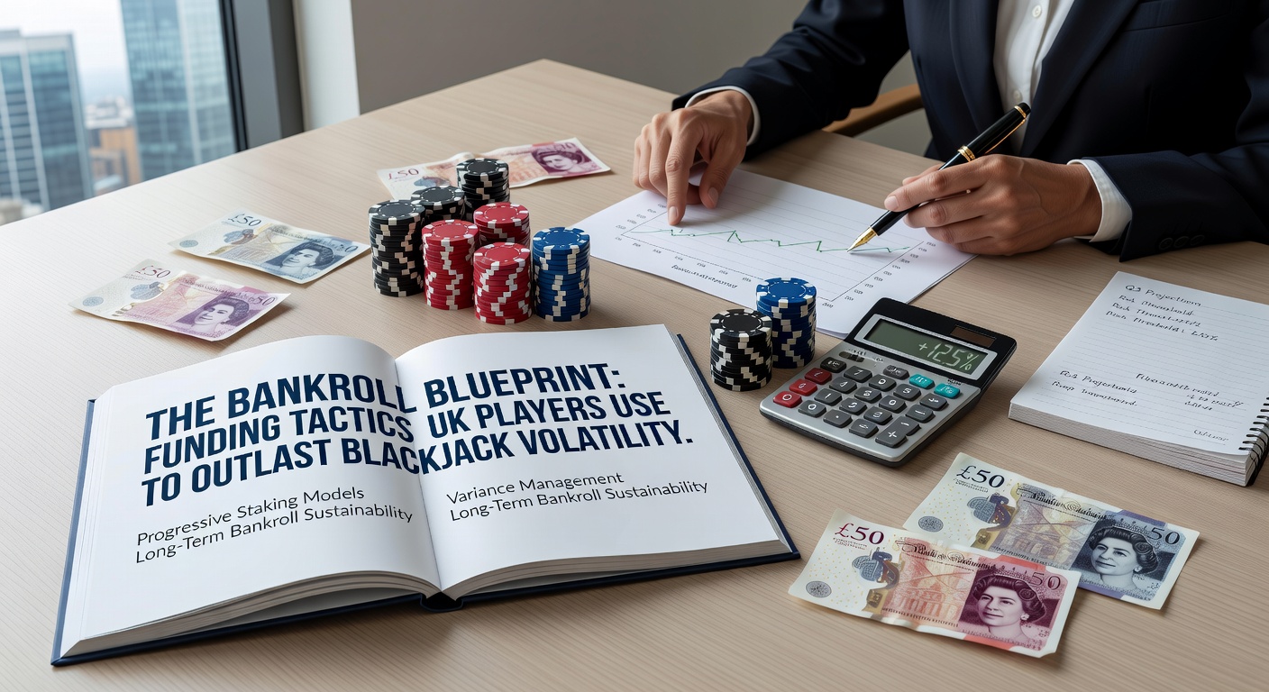 Infographic detailing bankroll growth strategies, including bonus layers and unit progression charts for blackjack