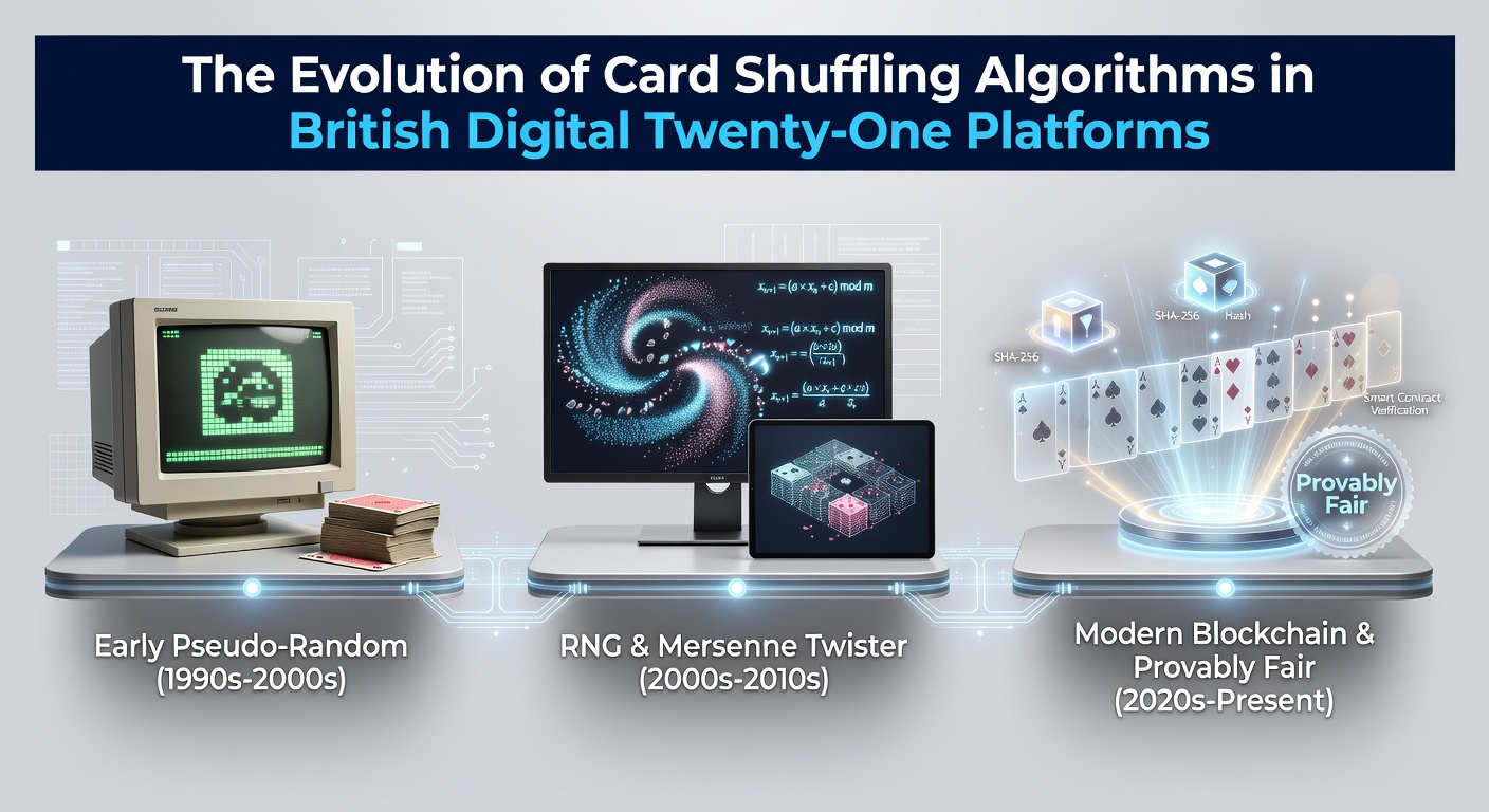 Early digital card shuffling interfaces used in British twenty-one platforms during the initial years of online gaming