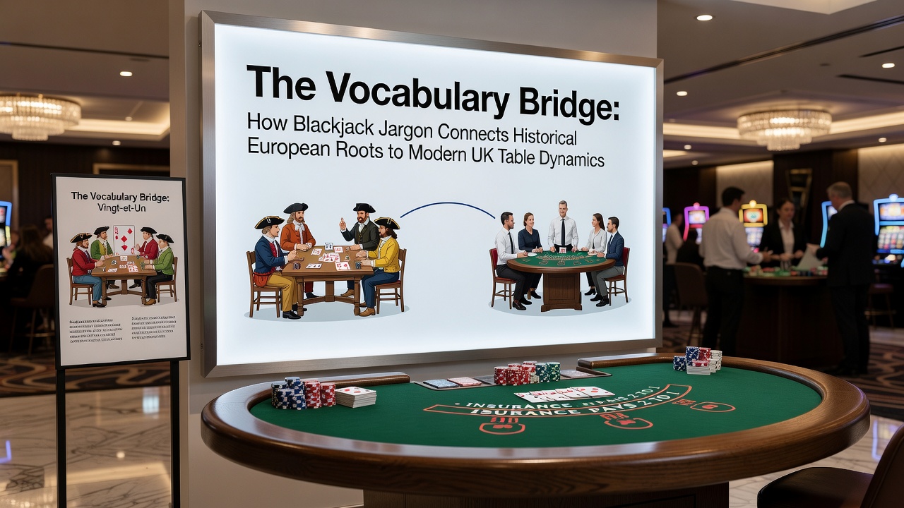 Historical European card table with early blackjack variants showing French and Spanish terminology influences