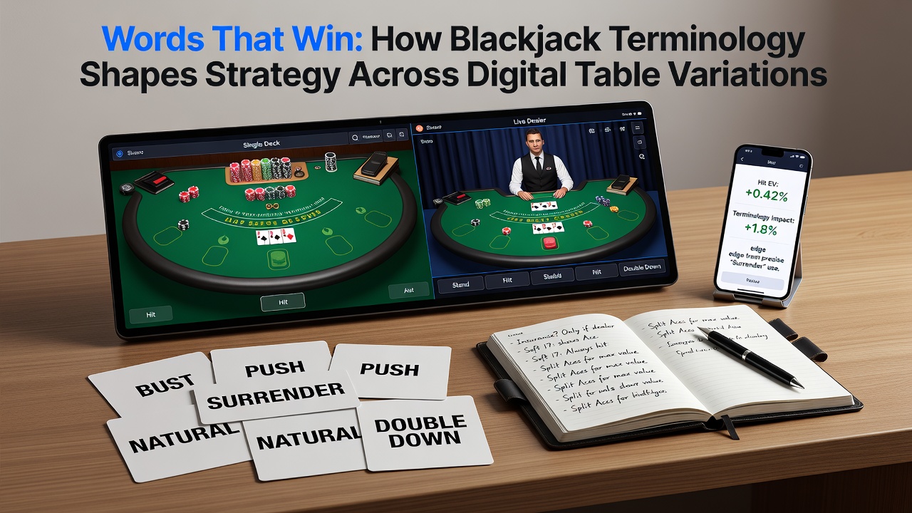 Digital blackjack strategy overlay highlighting terminology impacts in European and Spanish 21 variants